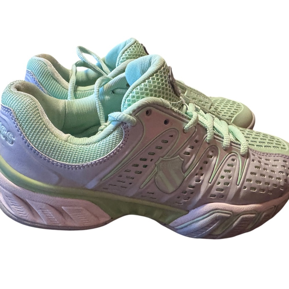 K-Swiss Women’s Court Shoes Green Grey Non Marking Indoor SZ 9 - Picture 6 of 16